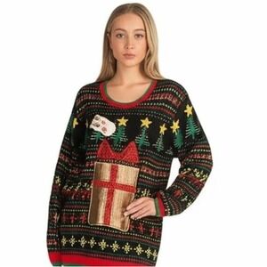 Holiday Time Sweater L Multicolor Ugly Christmas Sweater Present Festive Novelty